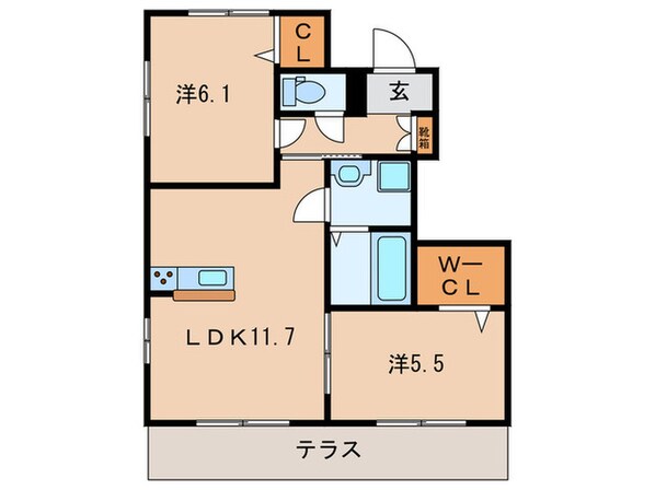 Woodlark桃山台C棟の物件間取画像